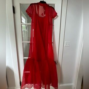 Staud Ruffled Organza Red Gown NWT Never worn